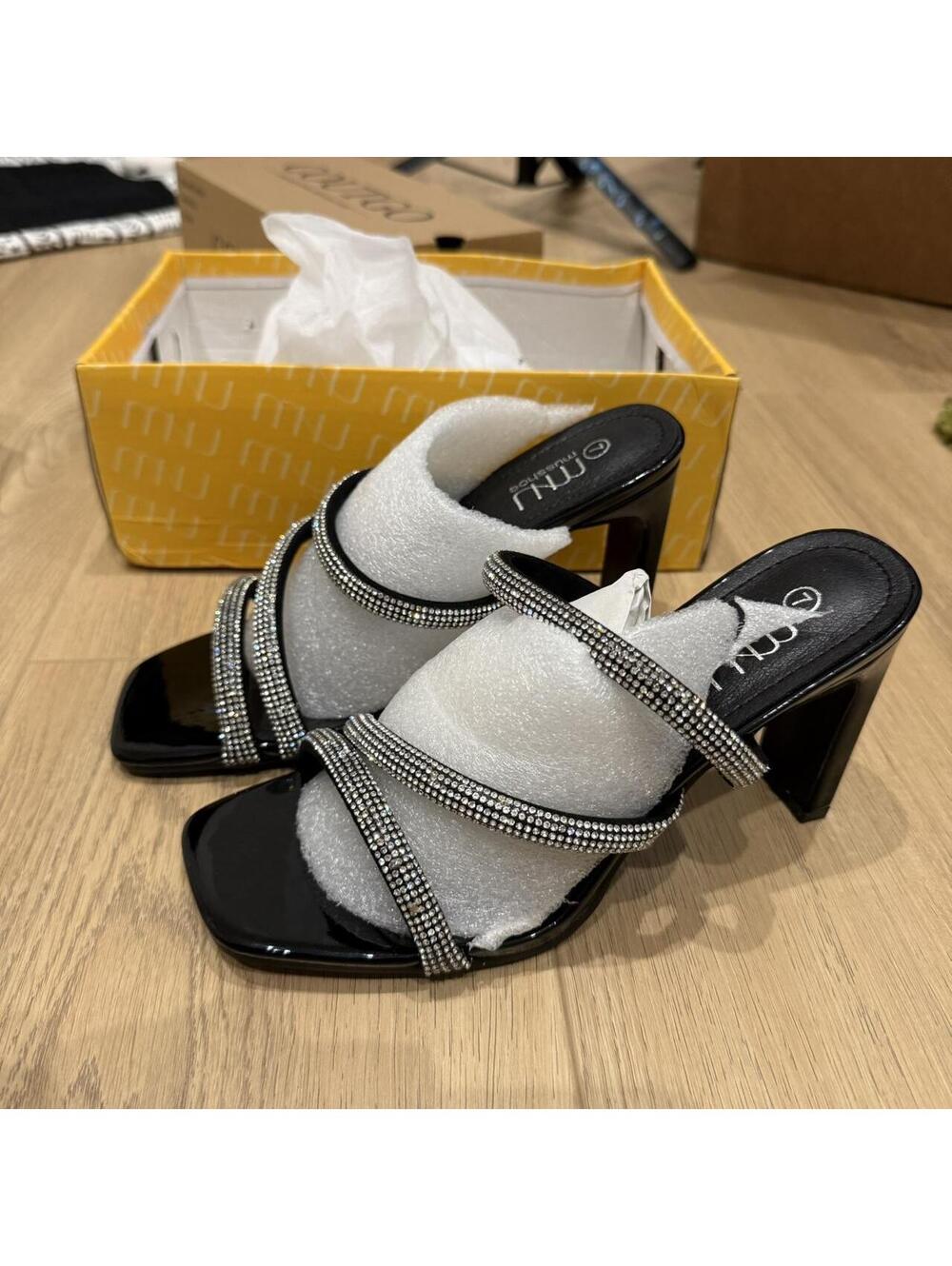 Black rhinestone heels brand new